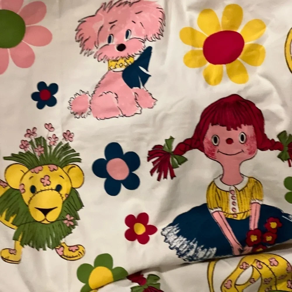 Vintage Flower Power 60s 70s Pippi Longstocking Pair Curtain Panels Sears